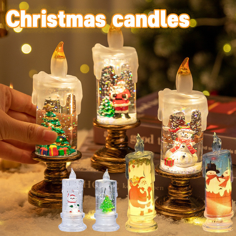 เทียนอิเล็กทรอนิกส์ Christmas candles LED เทียนคริสต์มาส ตกแต่งคริสต์มาส โคมไฟคริสต์มาส