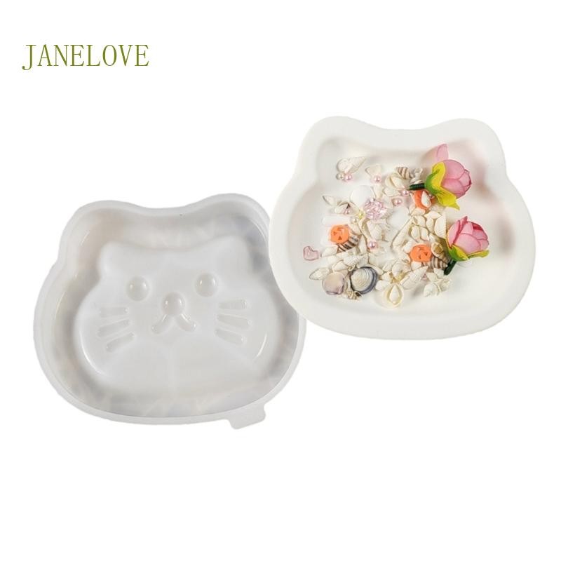 Jlove ที่รองแก้วซิลิโคนแบบยืดหยุ่น Mould แมวรูปถาดอีพ็อกซี่แม่พิมพ์อุปกรณ์เครื่องประดับ