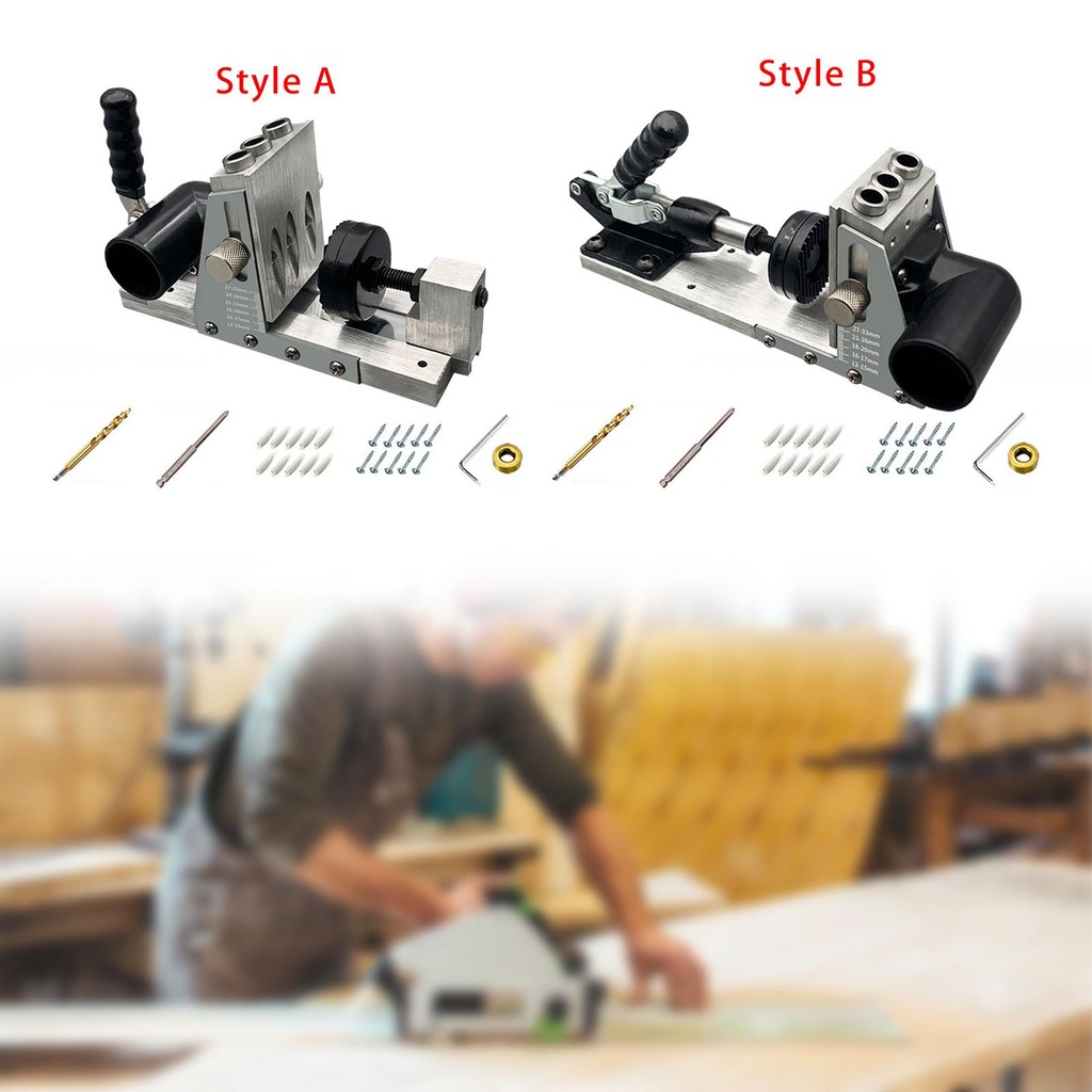 [mibum01eb] Pocket Hole Jig Kit Dowel Jig Kit อเนกประสงค์แบบพกพาสําหรับรูมุมพร้อมคอลเลกชันฝุ่นเจาะรู