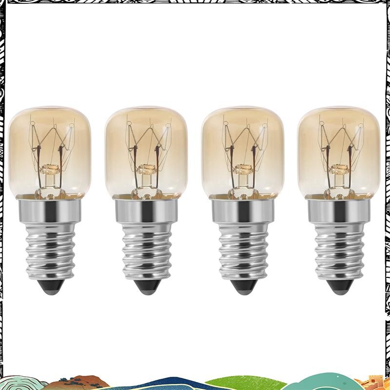 Super Oven Bulb,4Pcs E14 เตาอบ 15W,หลอดไฟเตาอบ,หมวกล้าง Pygmy โคมไฟเตาอบ,E14 ทนอุณหภูมิสูง 300เซลเซียสสําหรับเตาอบ