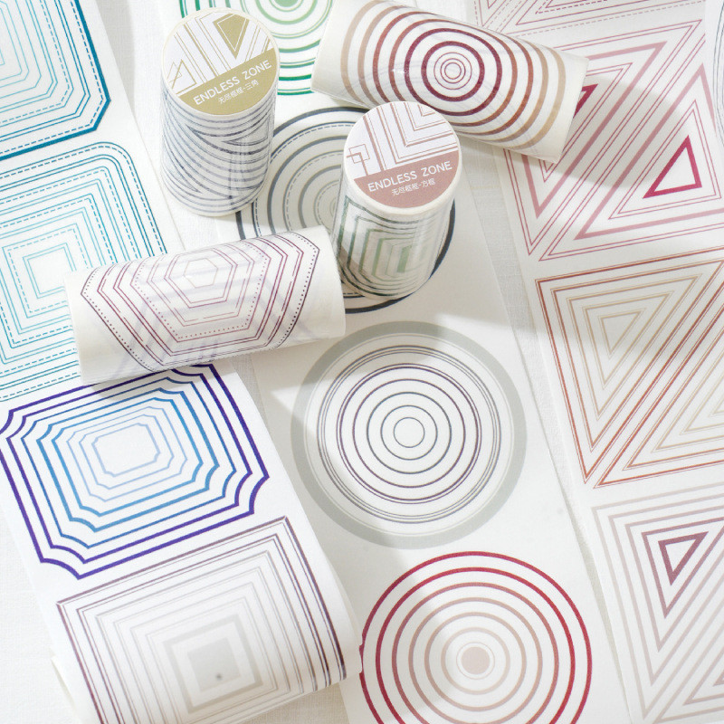 Mr.paper 200เซนติเมตร/ม้วน9เซนติเมตรขนาดใหญ่ยาวรอบ Washi เทปตัดแบบเรขาคณิตรูปแบบวงกลมสามเหลี่ยมแบบสร้างสรรค์ชายแดนภูมิทัศน์มือเต็นท์จับแพะชนแกะวัสดุ