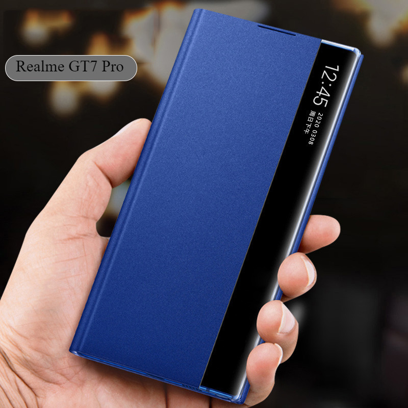 สําหรับRealme GT7 Flip Case Smart View CoverสําหรับRealme GT7 Pro GT 7Tเคสโทรศัพท์หน้าต่างพลิกหนังเค