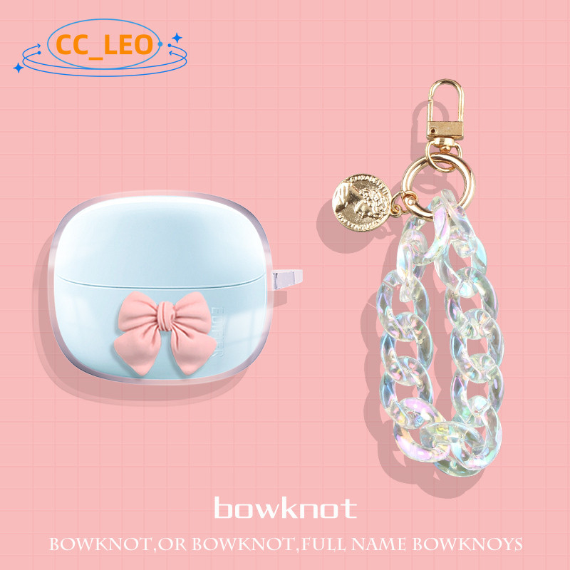 For EDIFIER X1 Lite Case Transparent Soft Case EDIFIER T10 Silicone Soft Case Cute Bowknot Pearl Bracelet Charm Pendant Cartoon Shockproof Shell Case Protective Cover