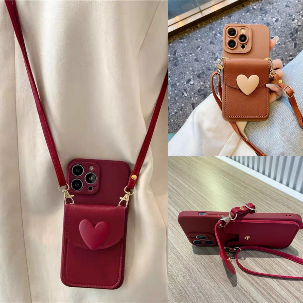 SAMSUNG สําหรับsamsung S8 S9 S10 S20 S21 S22 S23 S24 S25 Plus Ultra S21FE S20FE S23FE S24FEเคสโทรศัพท์Love Cardกระเป๋านุ่ม