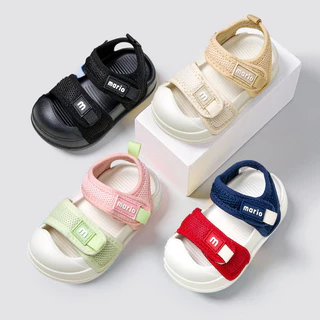 Cheerful Mario รองเท้ารัดส้นเด็ก sandals ตีนตุ๊กแก สีพาสเทล รองเท้าแตะหัดเดิน ป้องกันการชน เบา กันลื่น สําหรับเด็กผู้ชาย และเด็กผู้หญิง