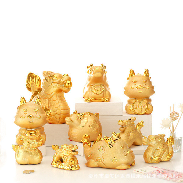 กระปุกออมสินแบบเปิดไม่ได้ กระปุกออมสินใหญ่ 2024 ปีมังกรทองกระปุกออมสินเซรามิกการ์ตูนกวักมือเรียกเครื่องประดับเดสก์ท็อปขนาดกระปุกออมสินตกแต่งบ้าน - รูปที่ 7