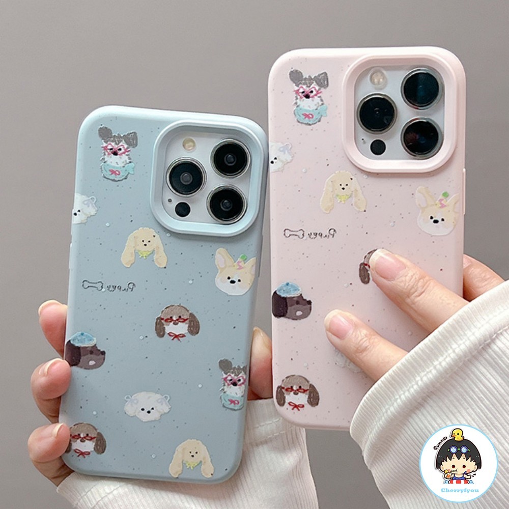 น่ารักการ์ตูนสุนัขสาดหมึกเคสโทรศัพท์สําหรับiphone 16 15 14 13 12 Pro Max 16 Plus Anti-Scratchกันกระแทกนุ่มTPUปกหลัง
