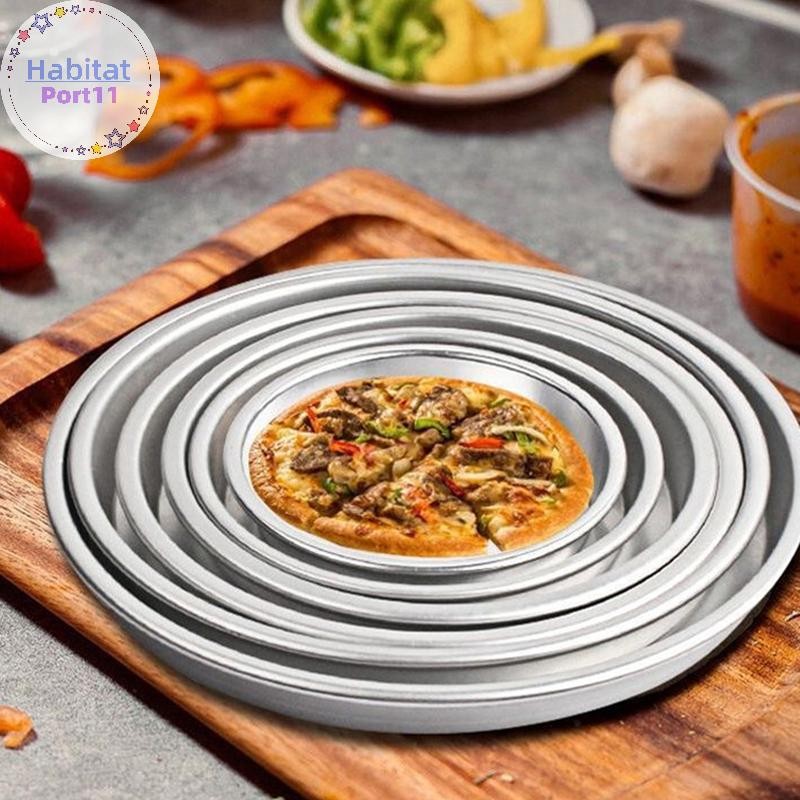Habitatport 6-12 นิ้ว Non Stick กระทะพิซซ่าถาดอบพิซซ่าอลูมิเนียม Bakeware เครื่องมือห้องครัวรอบแพนเค้กพิซซ่า Pastry Baking ถาด th