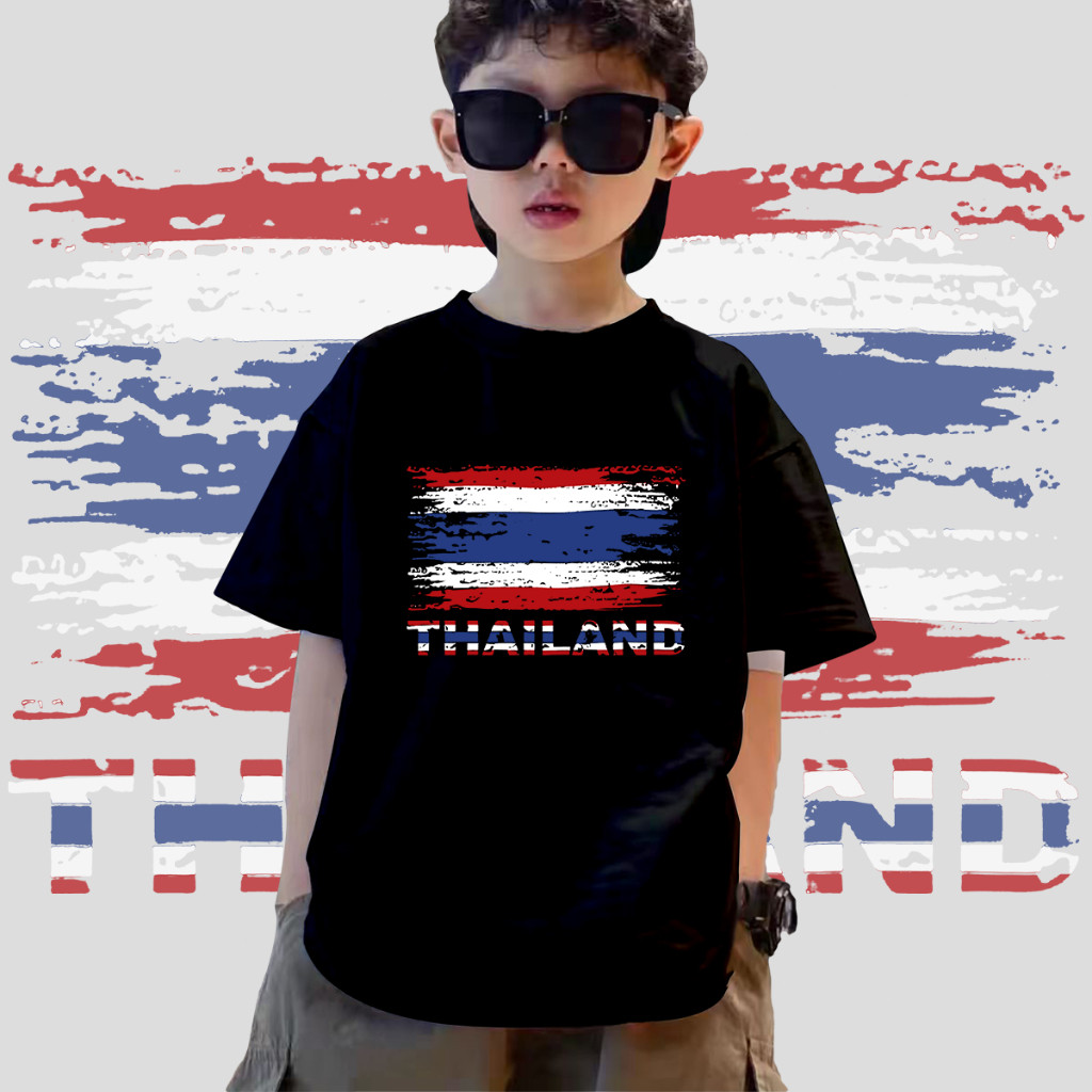 (จัดส่งตลอด 24 ชั่วโมง)พร้อมส่ง เสื้อยืดเด็ก Thailand Flag Souvenir T-shirtพิมพ์ลาย   ผ้าCotton 100% ใส่ได้ ทั้ง ชาย