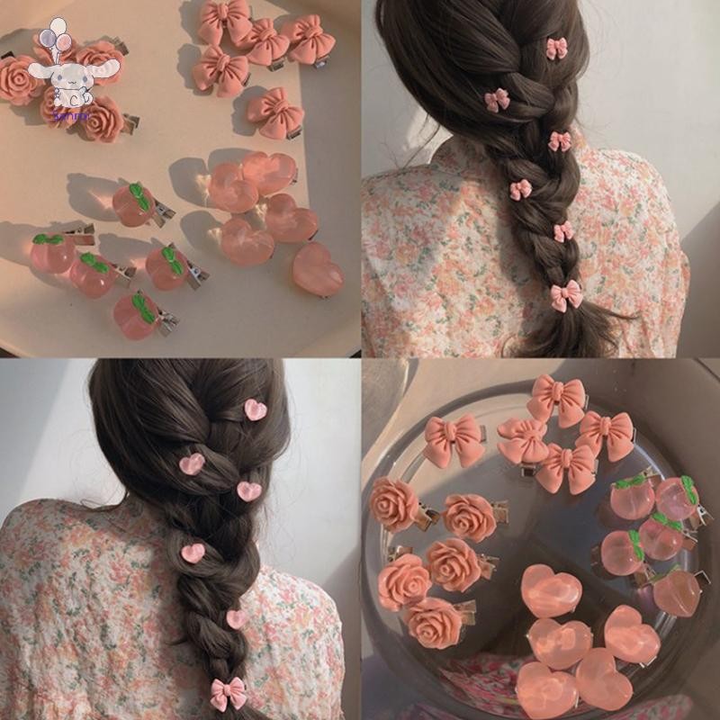 [San] 1 ชิ้นน่ารักผีเสื้อ Rose Peach Hairpin กิ๊บติดผมสําหรับสาวผู้หญิงของขวัญคลิปด้านข้าง POP