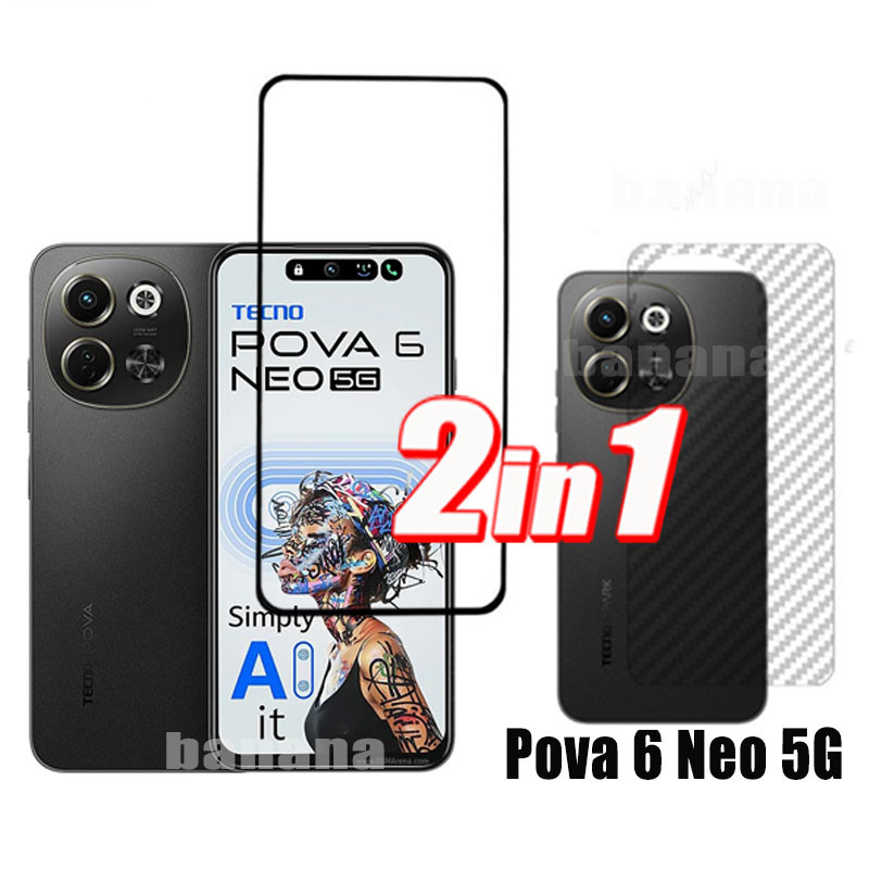 2in1 Tecno Pova 6 Neo 5Gกระจกนิรภัยฟิล์มสําหรับTecno Pova 6 5 4 Pro Pova Neo 3 Neo 2 ป้องกันหน้าจอ +