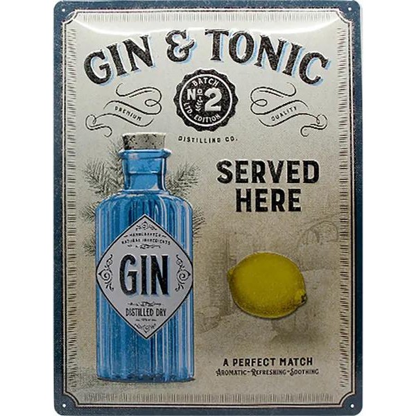 Retro Metal Sign Gin & Tonic Served Here Tin Sign Art 30*40cm