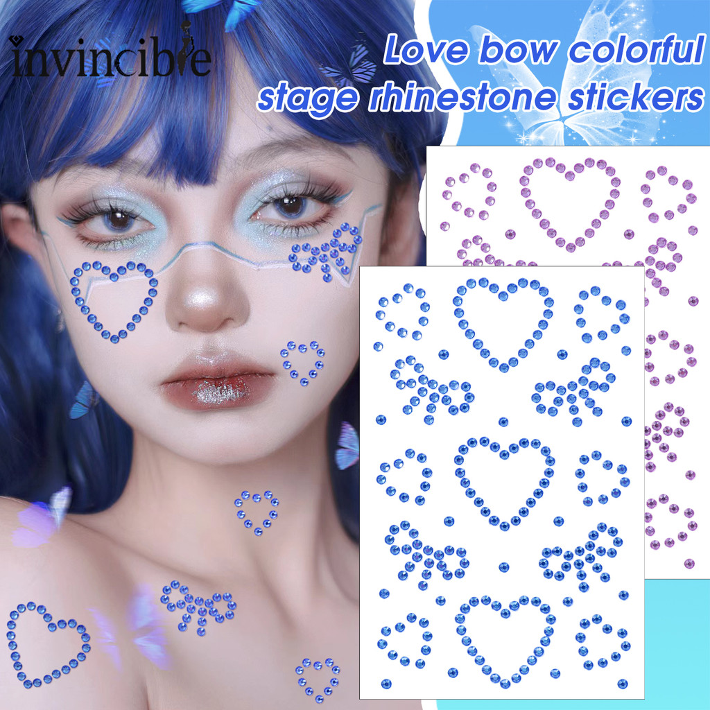 3d กันน้ํา Face Water Diamond สติกเกอร์ – สติกเกอร์ Rhinestone ใบหน้าแบบใช้แล้วทิ้ง Eye Body แต่งหน้าตกแต่ง