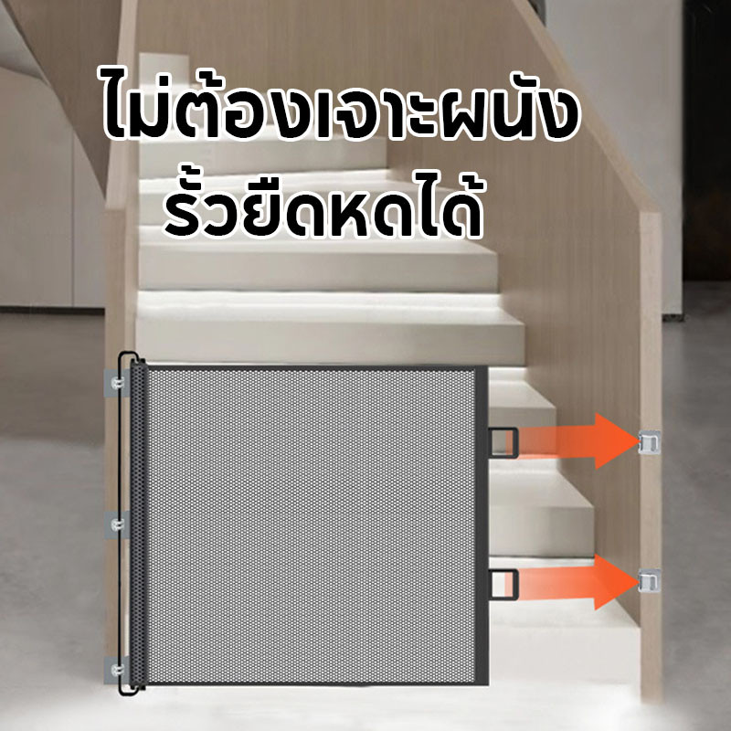 ที่กั้นสัตว์เลี้ยง ตาข่ายแยกสุนัข รั้วกั้นแมว ยืดหดได้ พับเก็บได้ ติดตั้งง่าย แข็งแรง น้ำหนักเบา รั้วกั้นหมา - รูปที่ 2