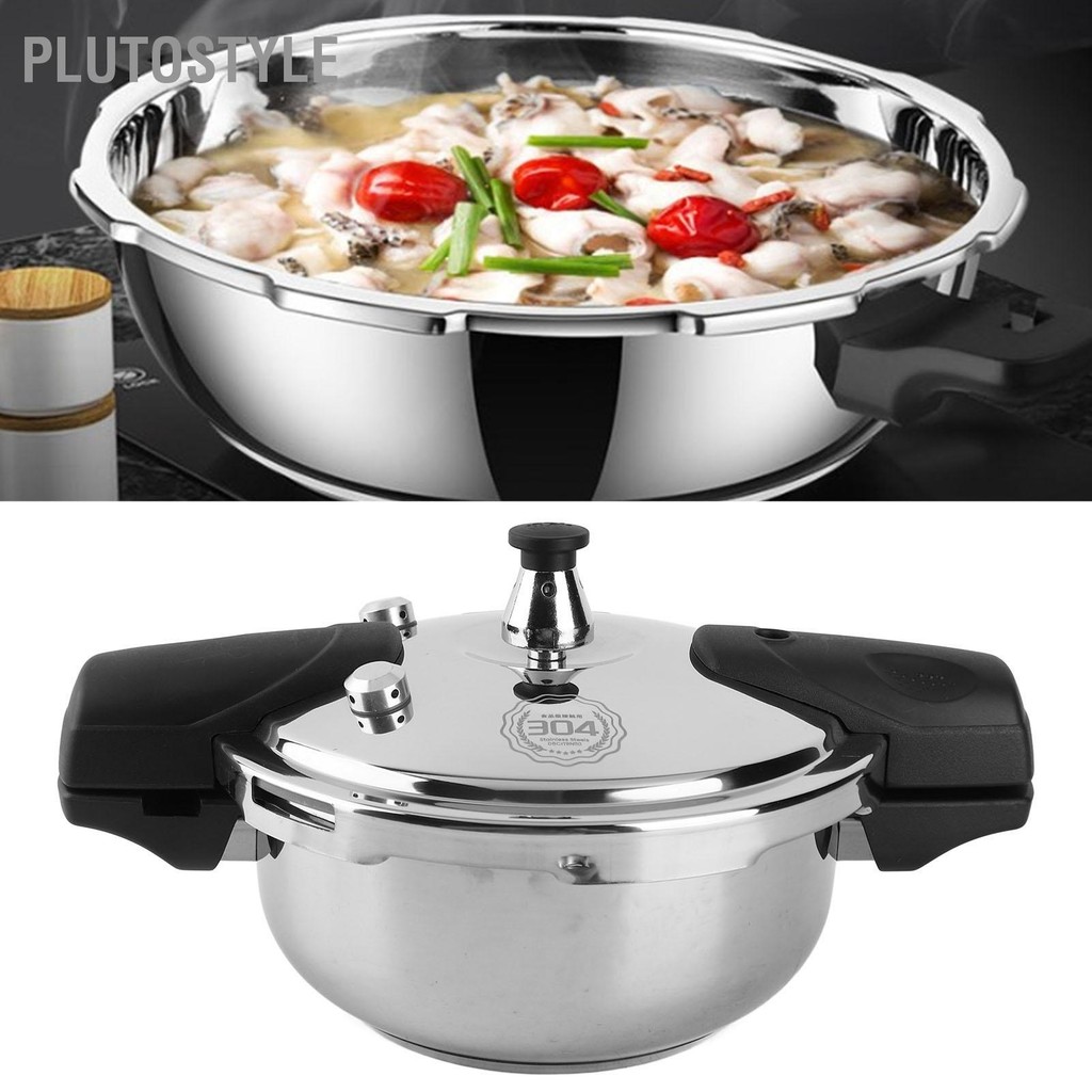 PLUTOSTYLE Stainless Steel Mini Pressure Cooker Safe Explosion Proof 1.8L 1.8 Liter Oyster Fish Head