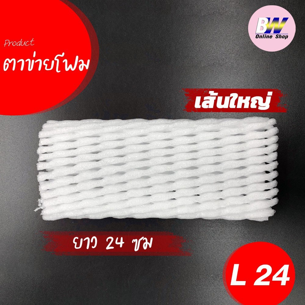 ตาข่ายโฟม 24 cm โฟมเส้นใหญ่ ขนาด L สีขาว (1,000 ชิ้น/แพ็ค)