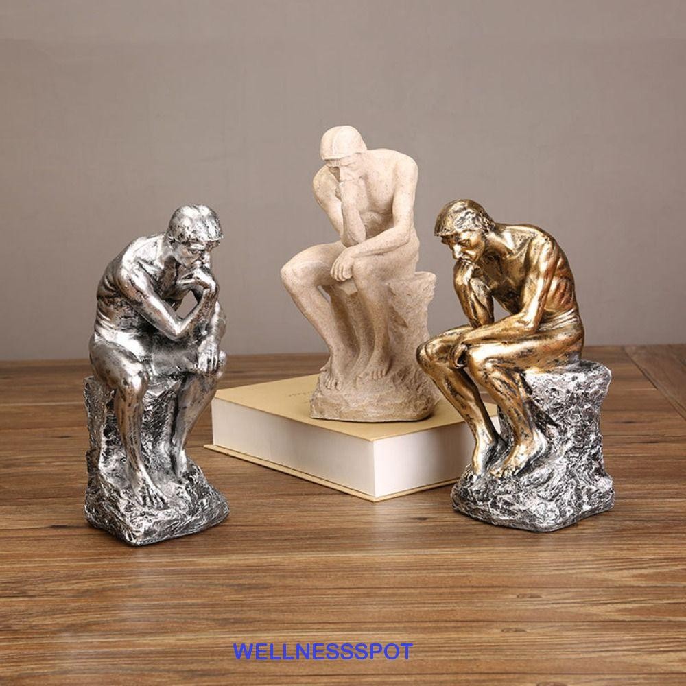 Wellnessspot Thinker นั่ง Man รูปปั้น, Kawaii Mini Thinker นั่งประติมากรรมเรซิน,ตู้ทีวีเครื่องประดับทนทานยุโรปสไตล์ Thinker โต๊ะหัตถกรรมรถ