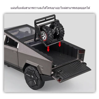 TESLA CYBERTRUCK 1:32 รถยนต์โมเดลโลหะ รถกระบะเทสลาจำลอง ของเล่นเด็กที่มีเสียงและแสงพร้อมแรงดึงกลับ