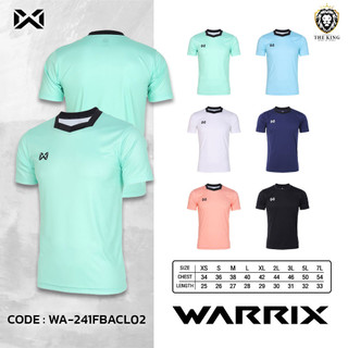 คุ้มกว่านี้ไม่มีแล้ว เสื้อกีฬา WARRIX คอกลม คอเหลี่ยม ผ้าไมโครเรียบ แขนสั้น WA-241FBACL02 แท้100%