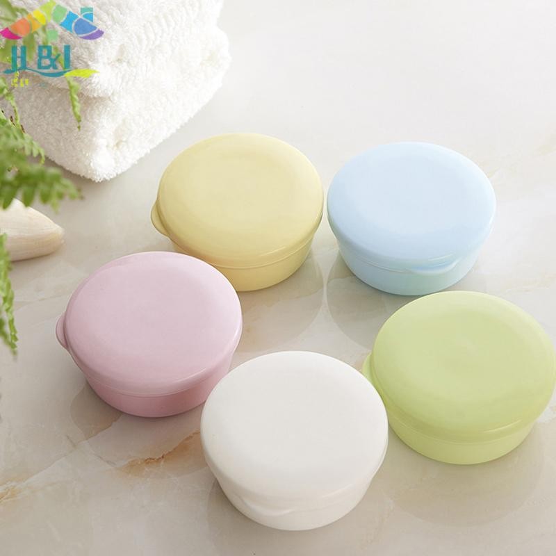 H&L Apr 1PC Circular Soap Box Creative PP กันน้ําปิดผนึกกล่องสบู่แบบพกพาฝาครอบระบายน้ําชั้นวางสบู่อุปกรณ์ {th}