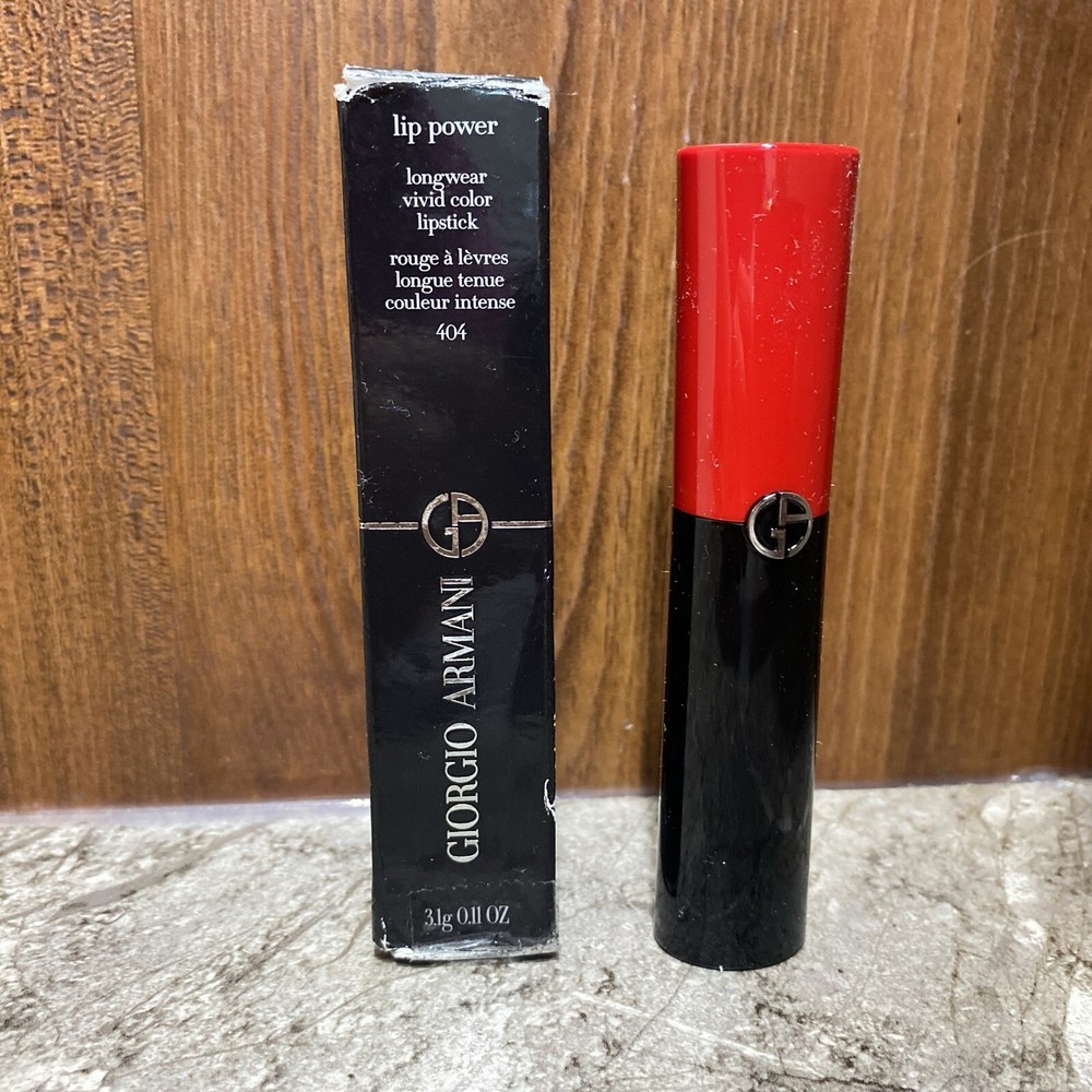 Giorgio Armani Lip Power Longwear ลิปสติกสีสดใส TEMPTING 404 ใหม่ในกล่อง