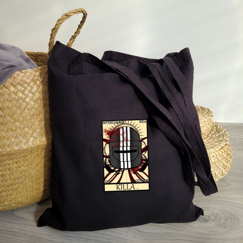 Tarkov กระเป๋าถือแฟชั่นสําหรับผู้หญิง Travel Shopper กระเป๋าสะพายพิมพ์ Beach Tote Bag สีดํา