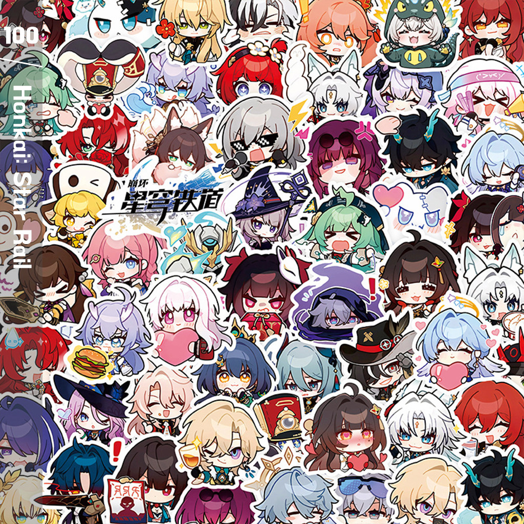 ชุดสติ๊กเกอร์ Honkai: Star Rail เกมชุดสติกเกอร์กราฟฟิตีกันน้ำ, 100 แผ่น/ชุด