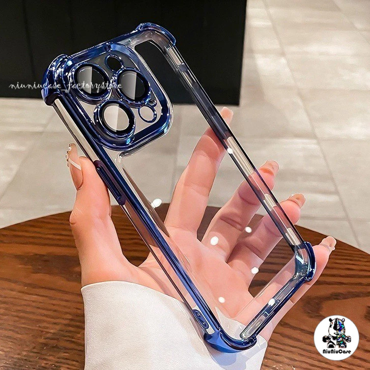 หรูหราชุบเกราะกันกระแทกเคสโทรศัพท ์ สําหรับiPhone 15 14 13 12 11 Pro Max 15 Plusกล ้ องป ้ องกันถุงลมนิรภัยอะคริลิคใสปกแ