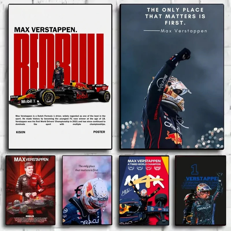 F1 Max Verstappen Race 33 โปสเตอร์ HD กันน้ําไม่มีกรอบผ้าใบ Art สําหรับห้องนั่งเล่นตกแต่งบาร์