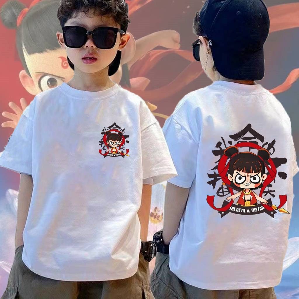 2025 เสื้อยืด Nezha เสื้อยืด nezha2#3 การ์ตูนสุดฮอต สาว พิมพ์เสื้อผ้าทุกการแข่งขันผ้าฝ้ายหลวม เสื้อผ
