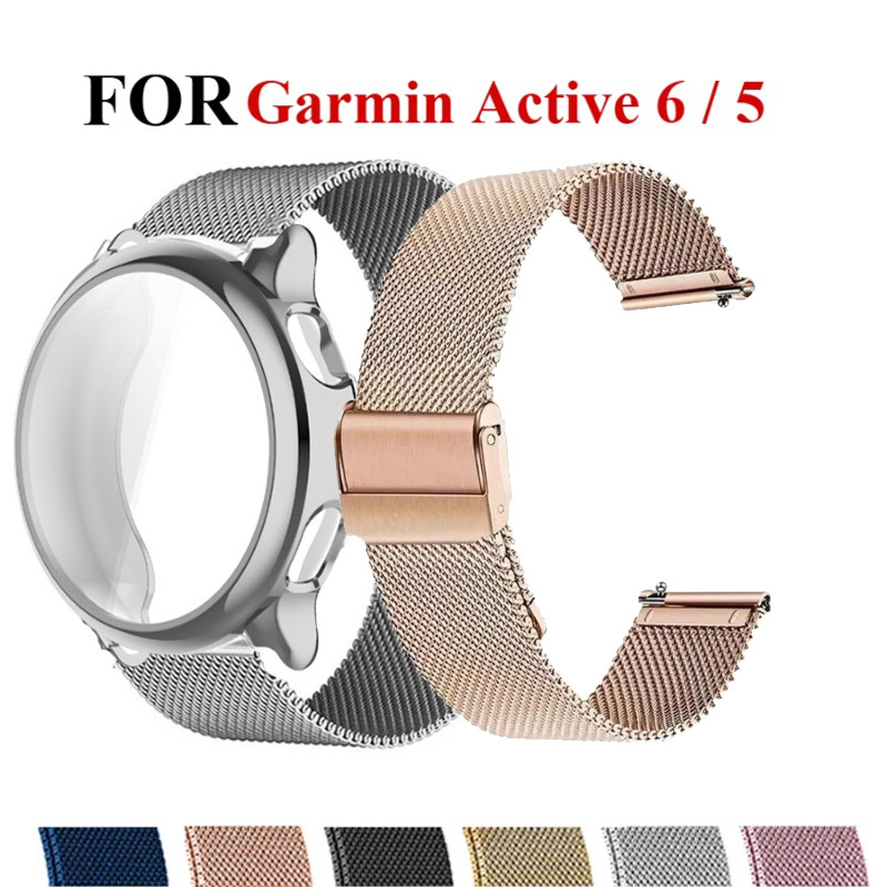 สายรัดเปลี่ยนนาฬิกา Milanese พร้อมเปลือก TPU ครอบคลุมสําหรับ Garmin Active 6 Vivoactive 6 Active 5