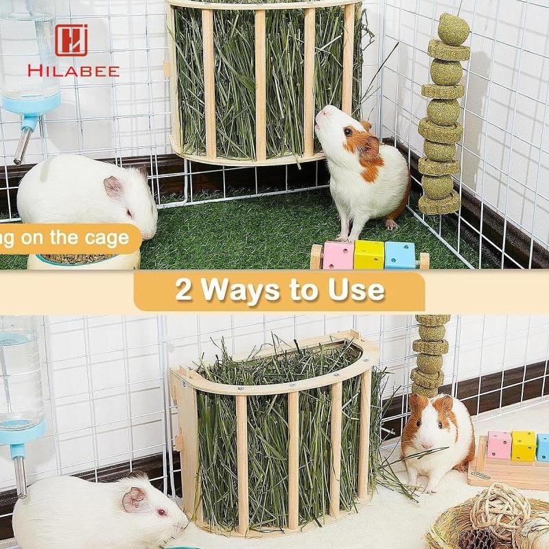 [hilabee] Rabbit Hay Feeder เครื่องจ่ายอาหารน้อยเสียอาหาร Manger Hay ชั้นวางอาหารสําหรับหนูแฮมสเตอร์เม่นกระต่ายหนูตะเภา Ferret