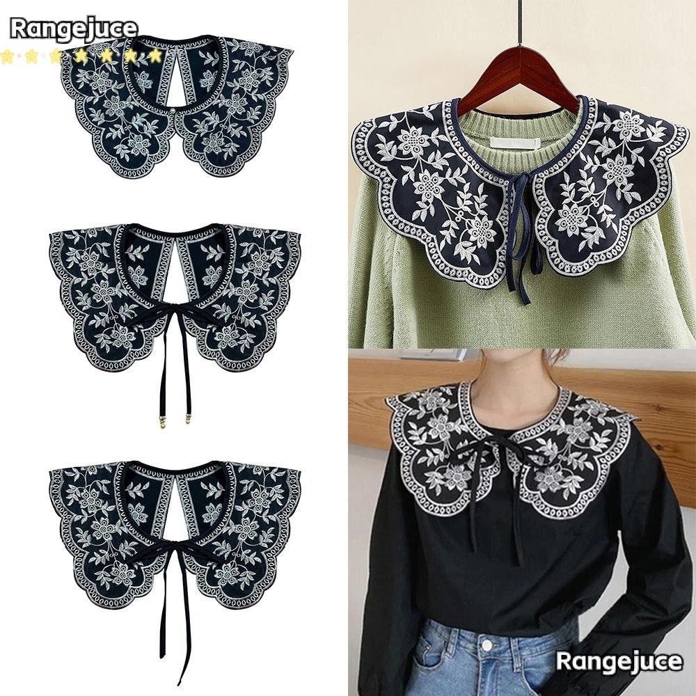 RANGEJUCE ปลอกคอปลอม, ปลอกคอปลอมปักลายคลาสสิก, อุปกรณ์เสื้อผ้า สาวปกด้านบน