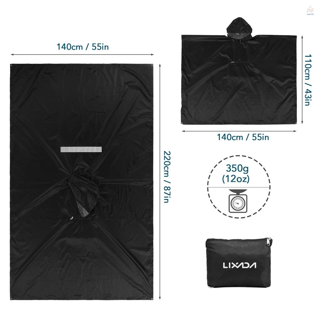 LIXADA เสื้อปอนโชกันฝน สำหรับเดินป่าตั้งแคมป์ thumbnail 6
