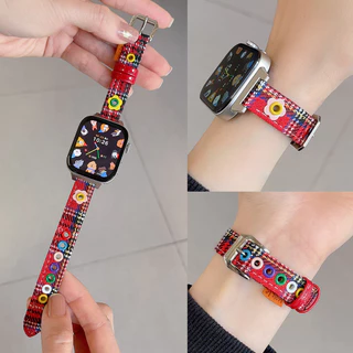 สายนาฬิกาหนังเดนิมลายดอกไม้สุดน่ารักสำหรับ Huawei Watch Fit 5 Fit 4 Pro สายรัดข้อมือแบบบางสำหรับผู้หญิง อุปกรณ์เสริมสายนาฬิกาสำรองสำหรับ Huawei Fit3