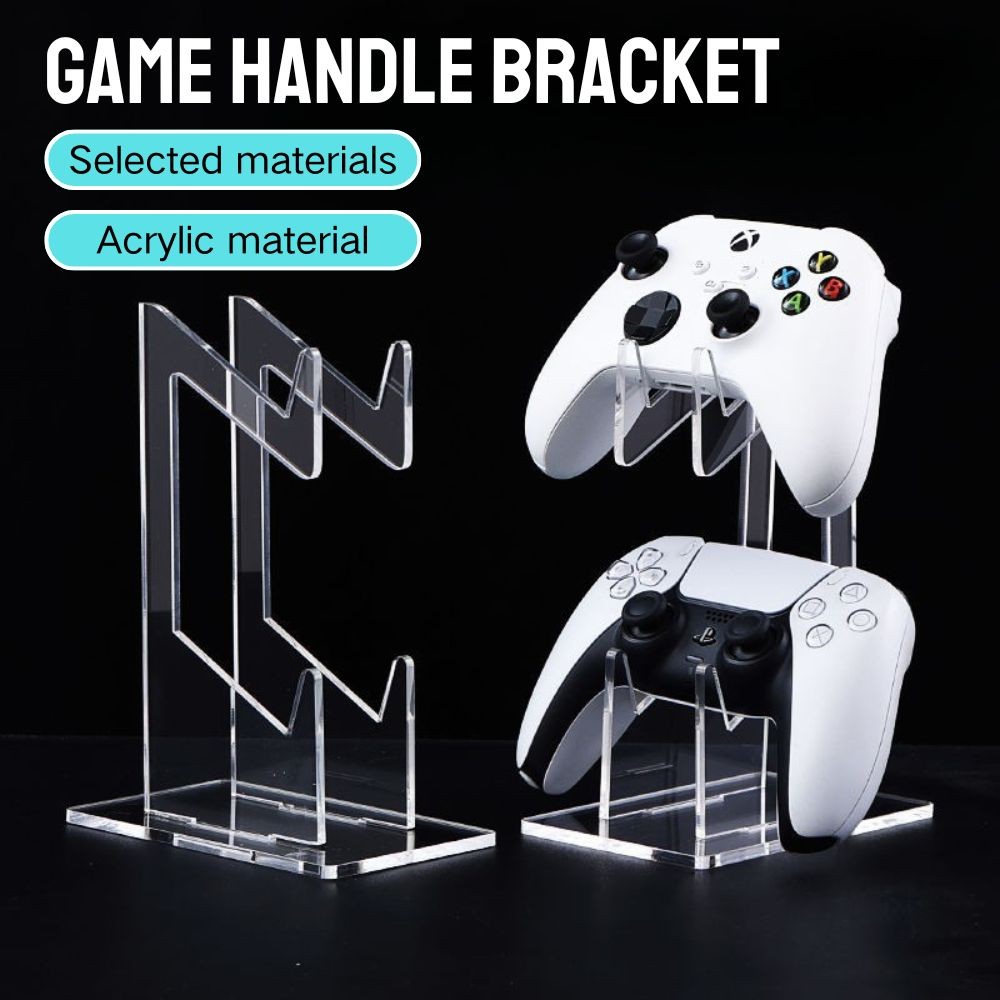 Xbox เกมจับวางชั้นวาง 2 ชั้นวัสดุอะคริลิคที่มีเสถียรภาพประกบกันจับที่ถอดออกได้ยืนแสดงชั้นวางของตาราง
