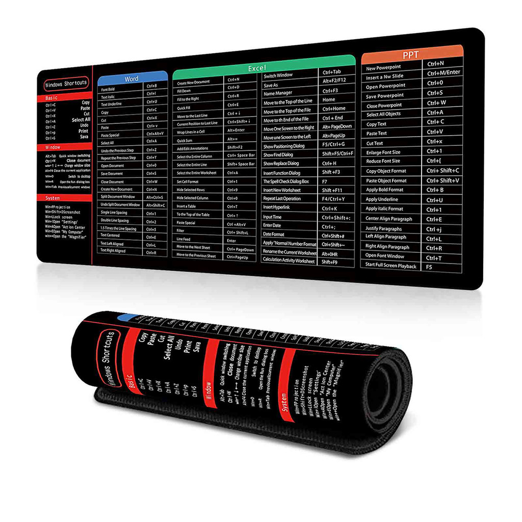 แผ่นรองเมาส์,ลัด Excel, แผ่นรองเมาส์ Excel พร้อมฐานกันลื่น, แผ่นรองเมาส์ Excel ปุ่มลัด Mousepad, แผ่