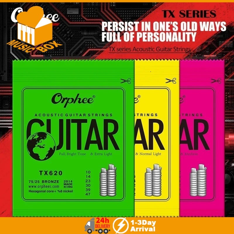 Orphee Acoustic Guitar String Hexagonal Core Full Bright Tone Folk Guitar String TX620 TX630 TX640