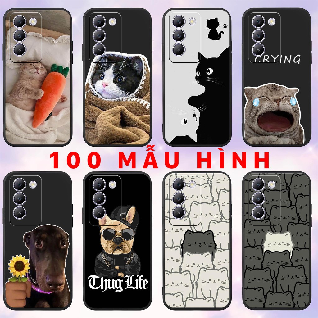 Vivo Y100 - T3 - Y200e - V40 SE - V30 Lite 4G case - พิมพ์ลายภาพแมวและสุนัขน่ารัก cat dog thug life 