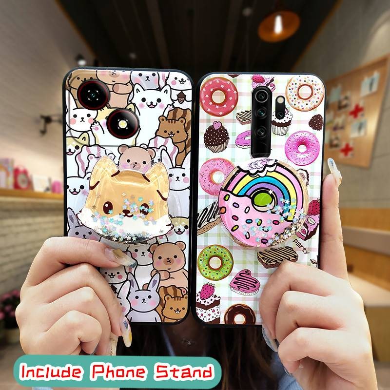 กันน้ําเคสโทรศัพท์น่ารักสําหรับ ZTE Blade A35E ออกแบบแฟชั่นขาตั้งหมุนได้ Soft Case Quicksand ฝาหลังป