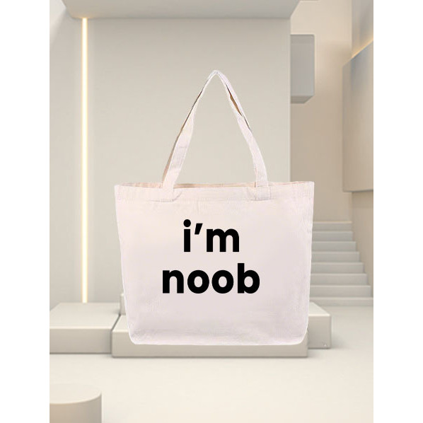 กระเป๋าผ้าแคนวาส Im noob Graphic print