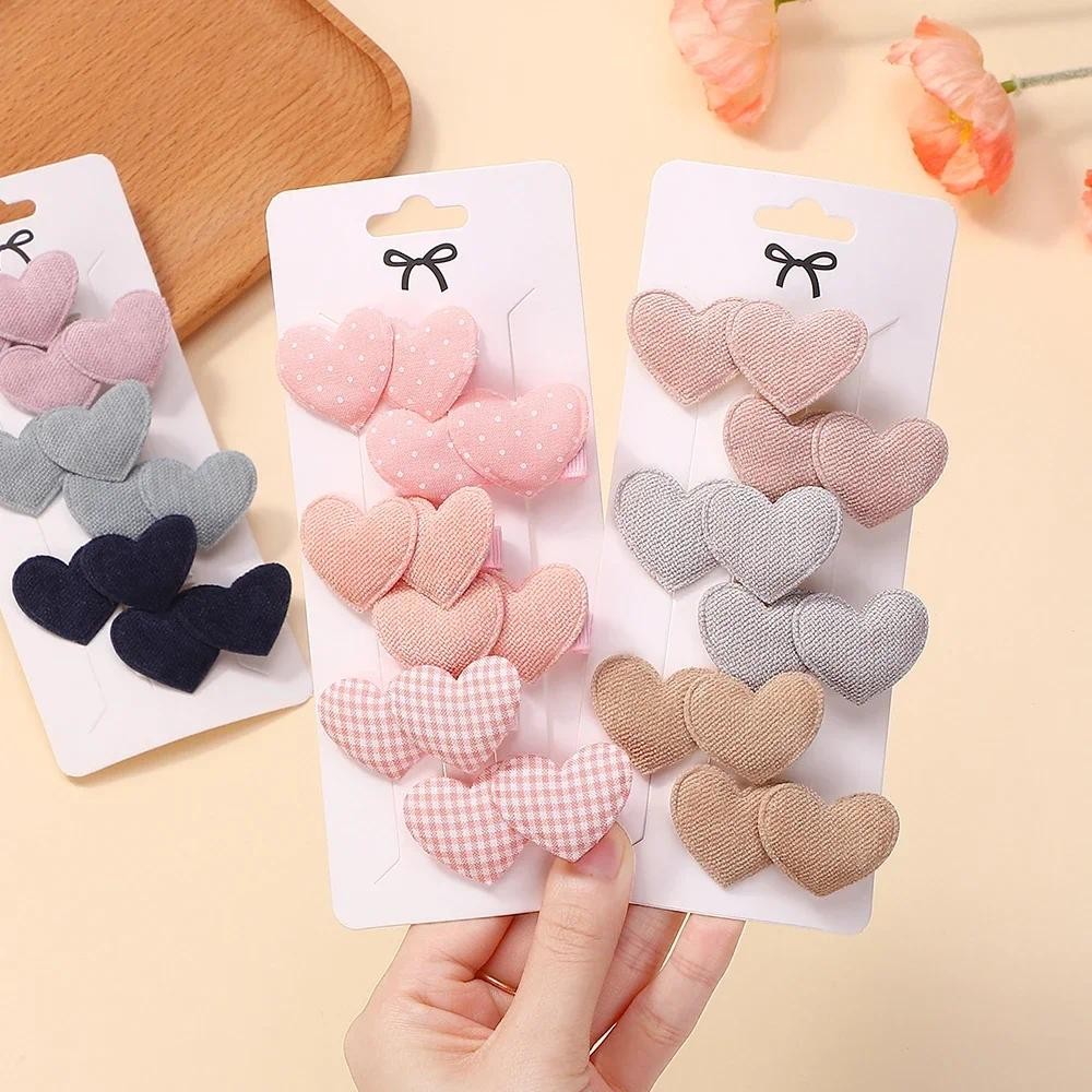 6ชิ้น/เซ็ตแข็งหัวใจออกแบบคลิปผมที่สง่างามน่ารัก ชม. หูฟัง มินิคลิปเด็กสาวกลางแจ้งสวมใส่น่ารักอุปกรณ์ผมของขวัญ