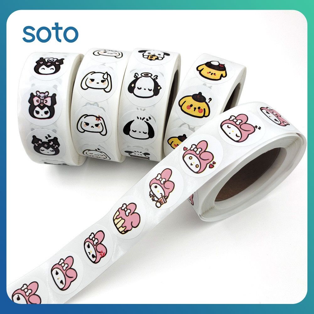 ♫ สติ๊กเกอร์ม้วน Sanrio Kuromi My Melody Cinnamoroll 200/500 ชิ้น สติ๊กเกอร์รางวัลการ์ตูนแมวน่ารัก ซีลกลม ตกแต่งแล็ปท็อป DIY ของเล่น