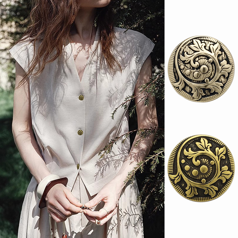 10ชิ้นวินเทจนูนปุ่มโลหะ1.5เซนติเมตร/2.25เซนติเมตรโบราณปุ่มทองสําหรับเสื้อเสื้อเย็บ,ย้อนยุคแจ็คเก็ตทําเองอุปกรณ์เสริมปุ่ม