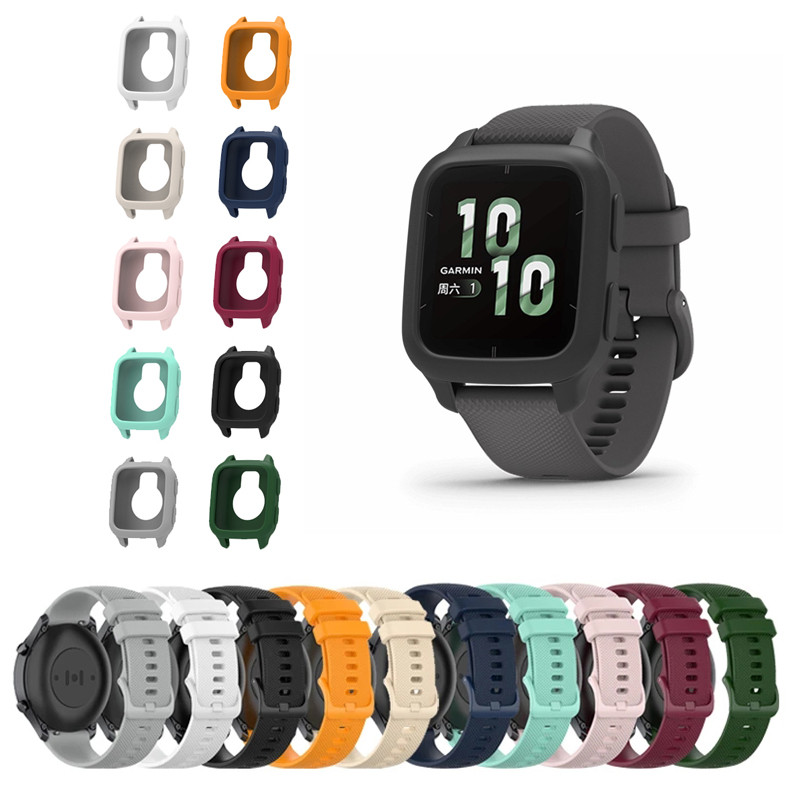 สําหรับ Garmin Venu Sq 2 สายรัดข้อมือสายรัดซิลิโคน TPU เคสป้องกันแบบนิ่ม