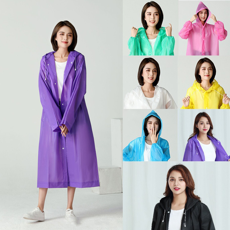 เสื้อกันฝน เสื้อกันฝนแฟชั่น EVA เสื้อกันฝนผู้ใหญ่ ไม่มีฝนรั่ว หนาขึ้น ทน และมีน้ำหนั พับเก็บง่าย ไซส์ ชาย / หญิง