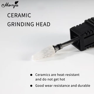 Monja หัวเจียรเซรามิคไฟฟ้า แบบเปลี่ยน สําหรับตกแต่งเล็บ Ceramic no heat hurt sanding drill bit tool