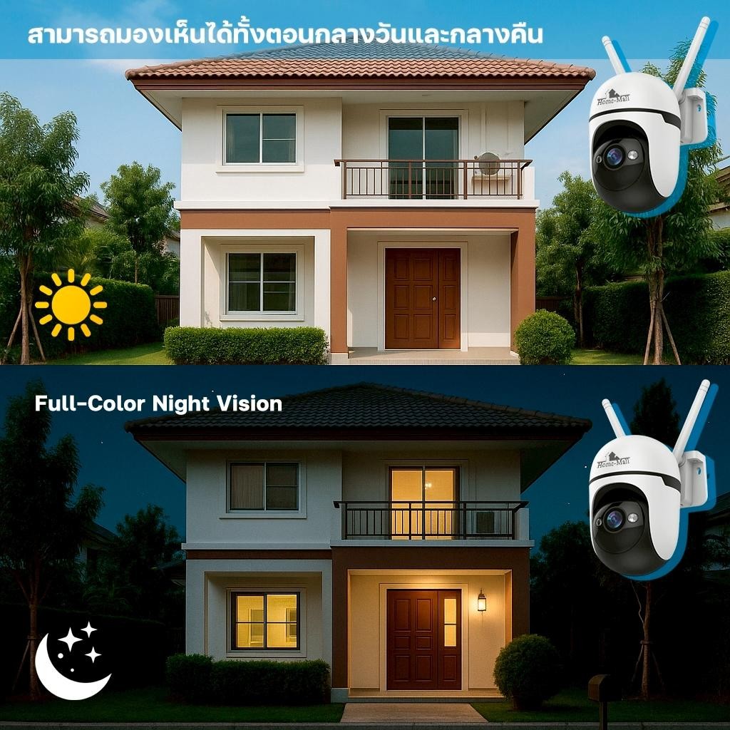 HOME-MALL กล้องวงจรปิดไร้สาย indoor/outdoor5MP กันน้ำ หมุนได้ โต้ตอบได้ จับการเคลื่อนไหว APP ICAM365 - รูปที่ 6