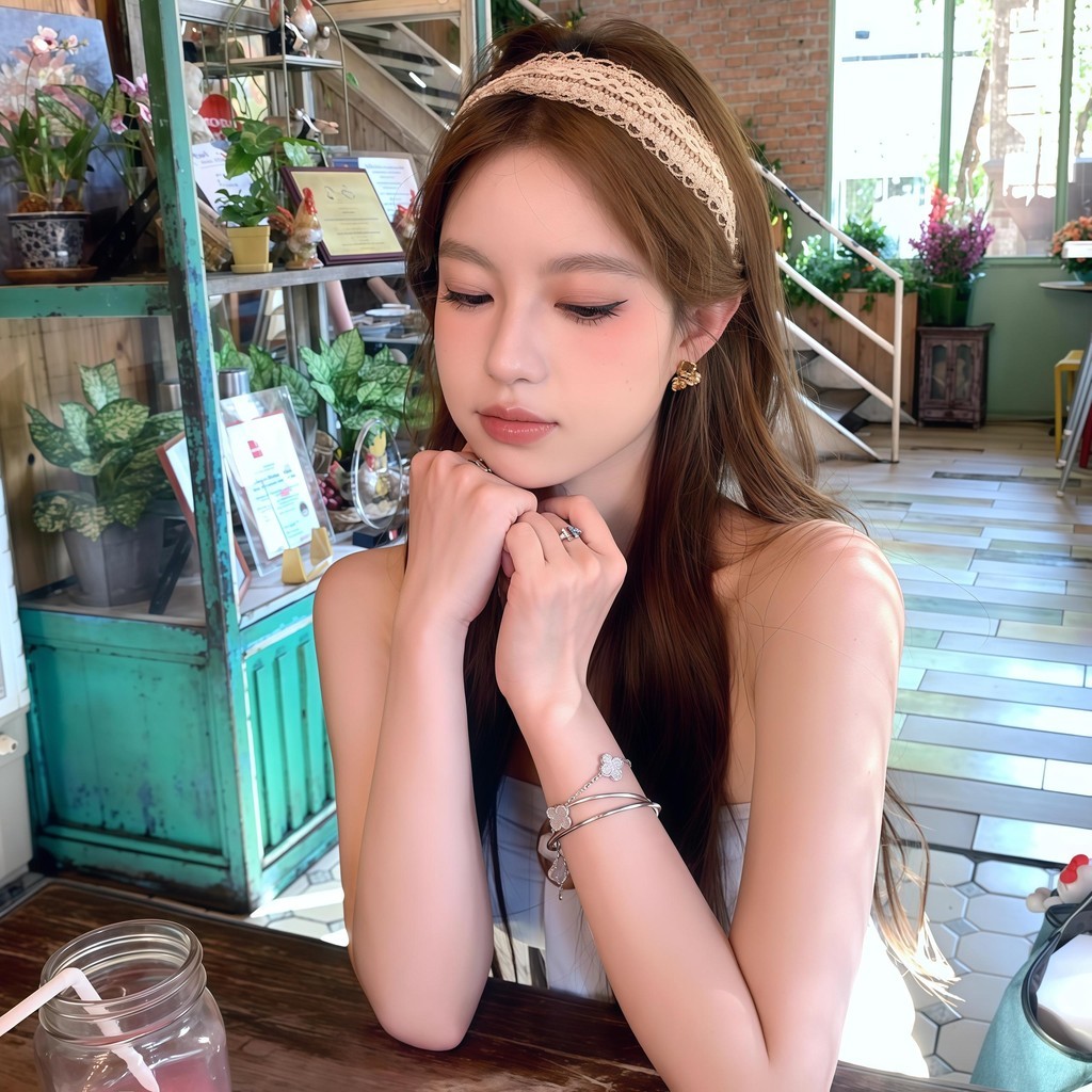 GlitzSiam😍เครื่องประดับผม😍ถักผ้าลินิน ห่วงผมแฟชั่น🫰 การทอแบบกลวง มีให้เลือกสามสไตล์ หวานและน่ารัก - รูปที่ 4