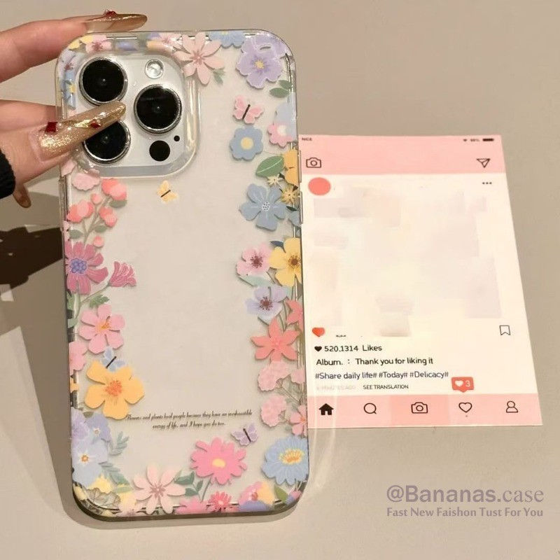 IPhone 16 15 14 13 12 11 Pro Max X Xr Xs Max 7 8 Plus SE2020 เคสโทรศัพท์น่ารักสีลูกกวาดฤดูใบไม้ผลิดอกไม้ + ขาตั้งฝาหลังแบบนุ่มใส - รูปที่ 2